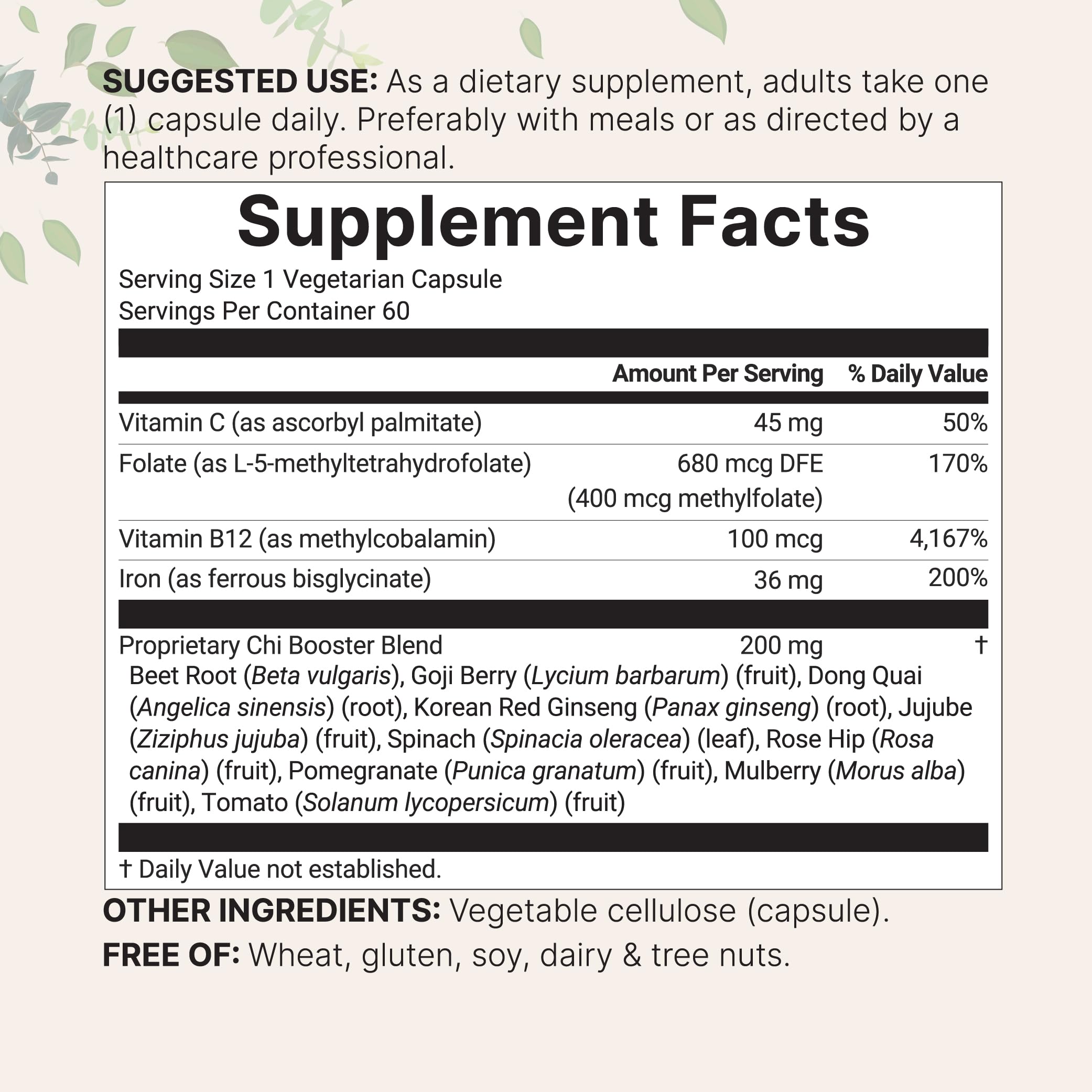 14-in-1 iron bisglycinate with folate and vitamins B and C