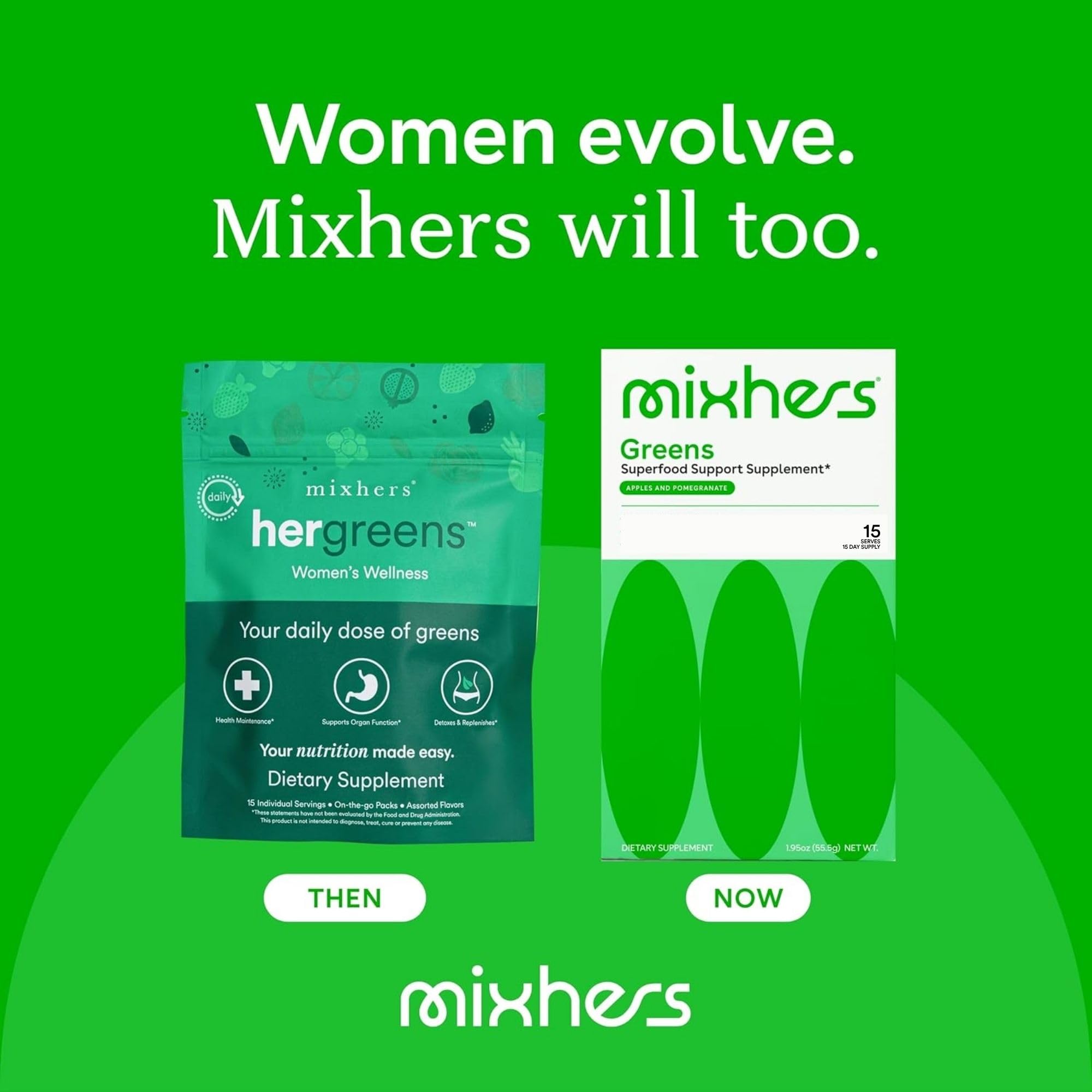 15-packets of MIXHERS Hergreens greens powder