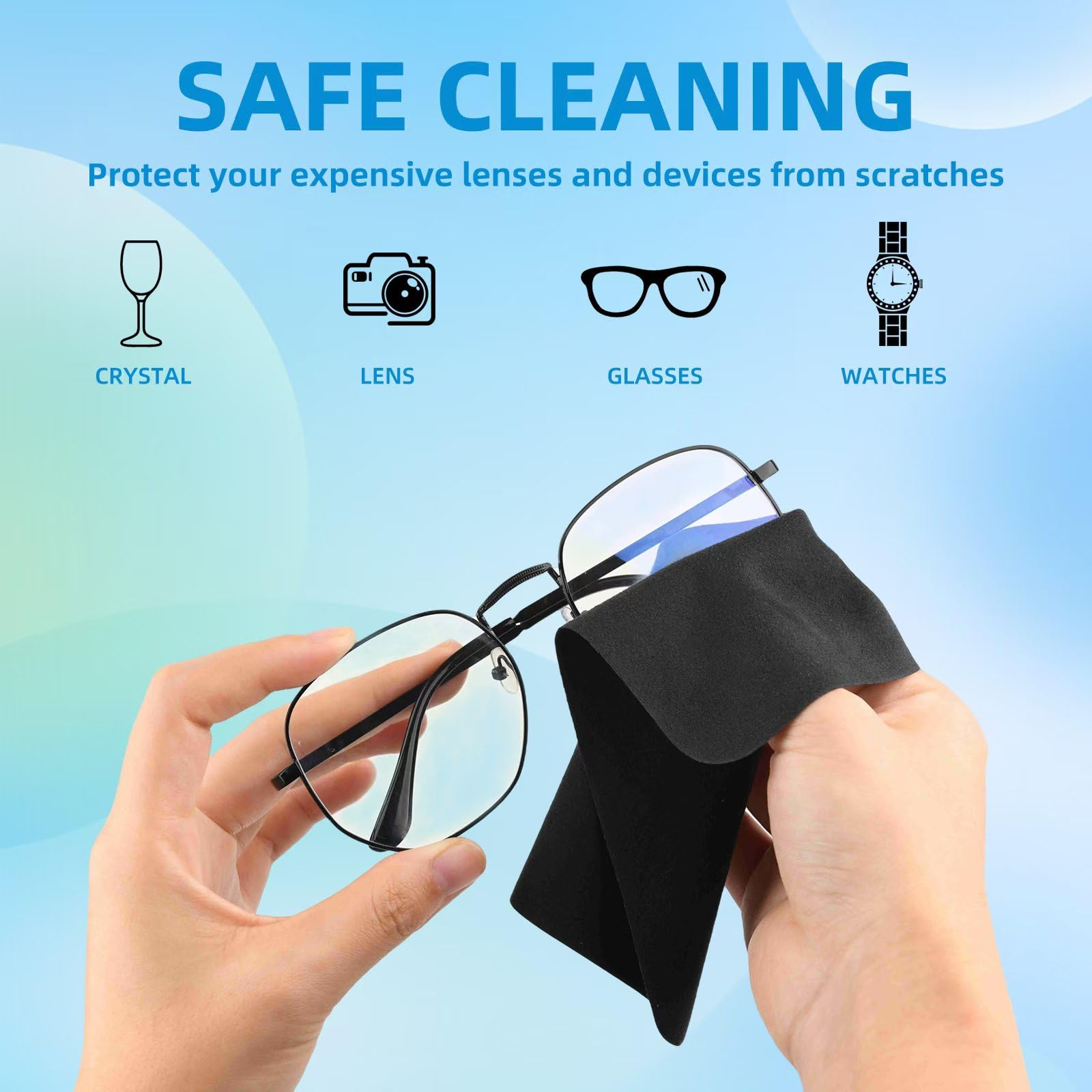 Glasses cleaning cloths used on eyeglasses and sunglasses