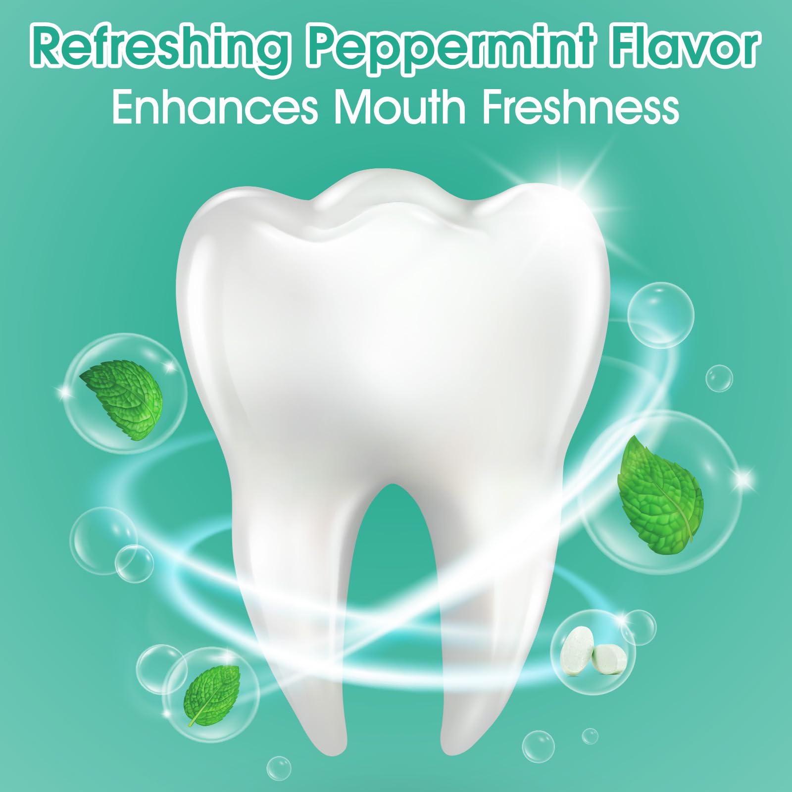 Chewable toothpaste tablets arranged together