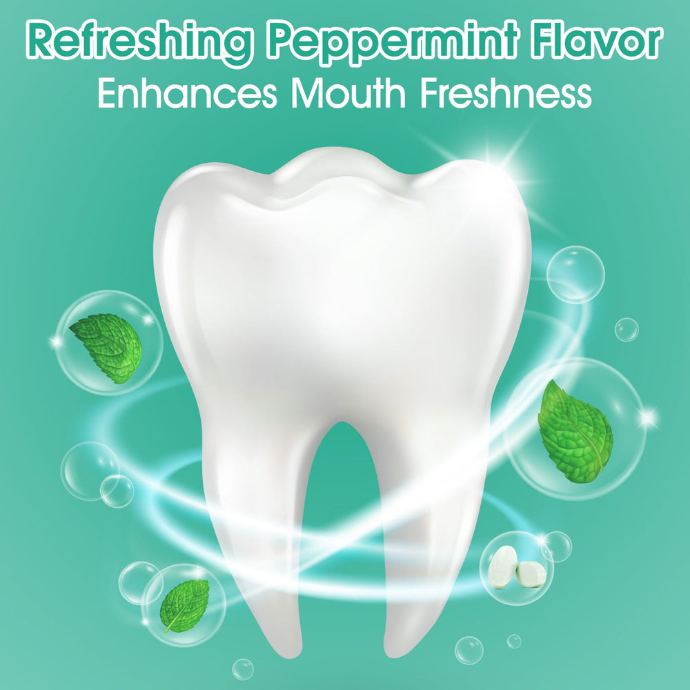 Chewable toothpaste tablets arranged together