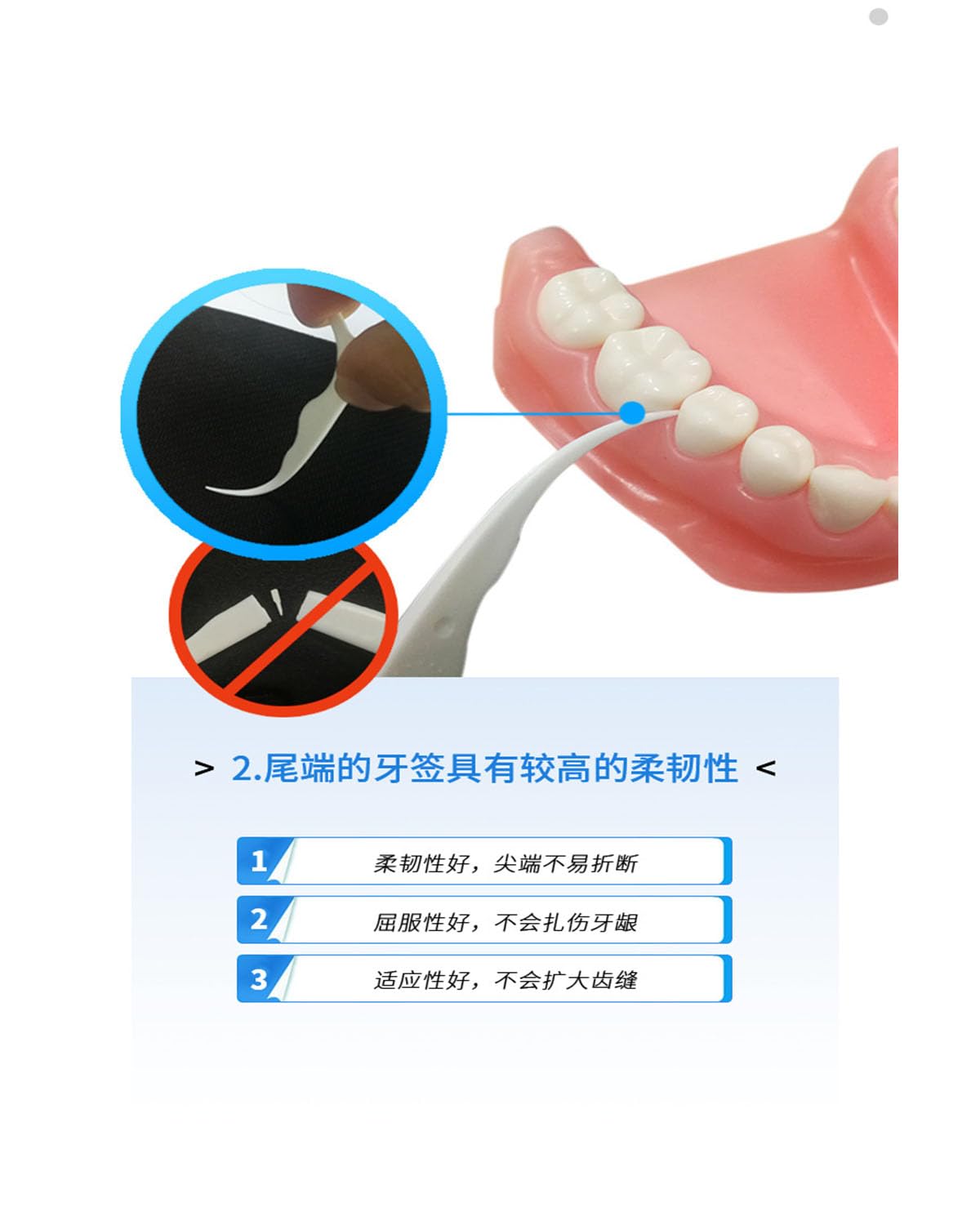 Floss picks with strong floss and anti-shedding design
