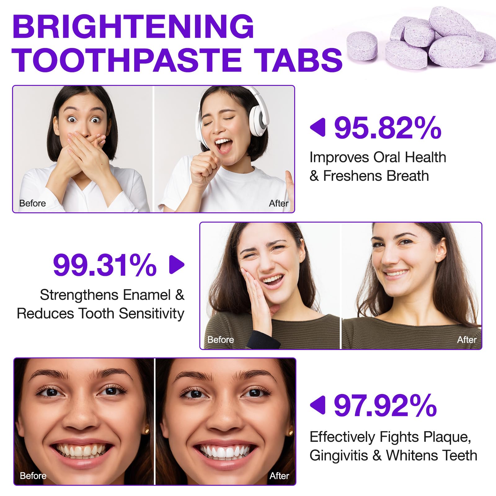 How to use purple toothpaste tablets: chew and brush