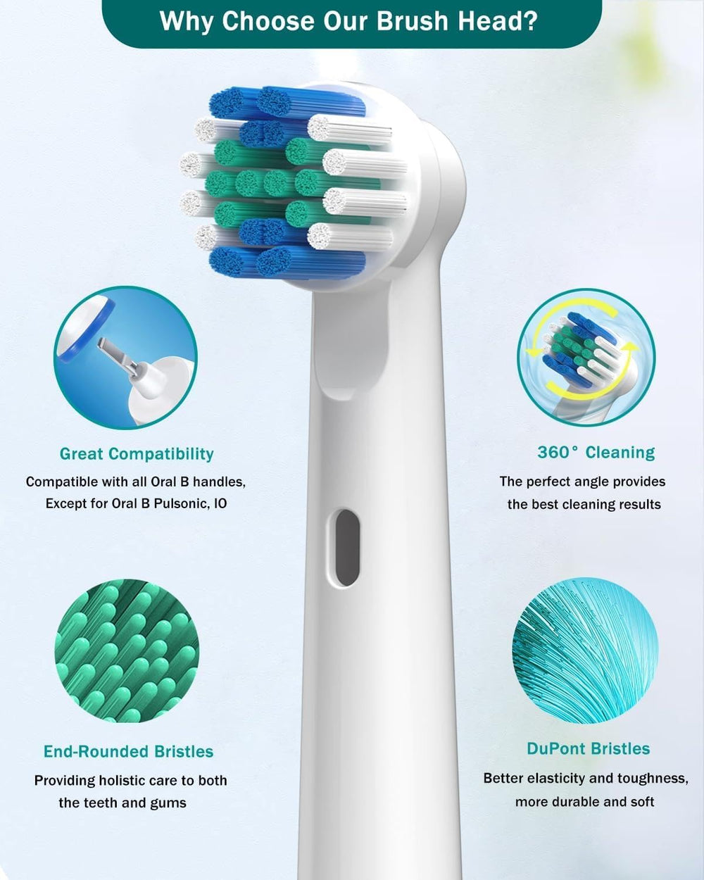 Family pack of 16 Oral-B replacement heads with color rings