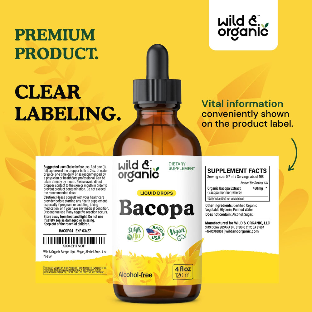 168-day supply bottle of bacopa liquid drops