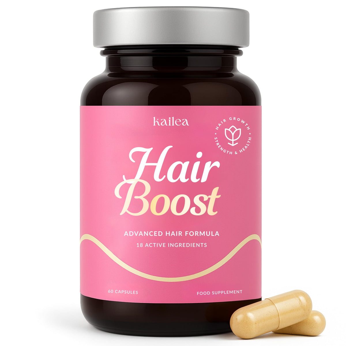 Product bottle of 18-in-1 Hair Growth Supplement