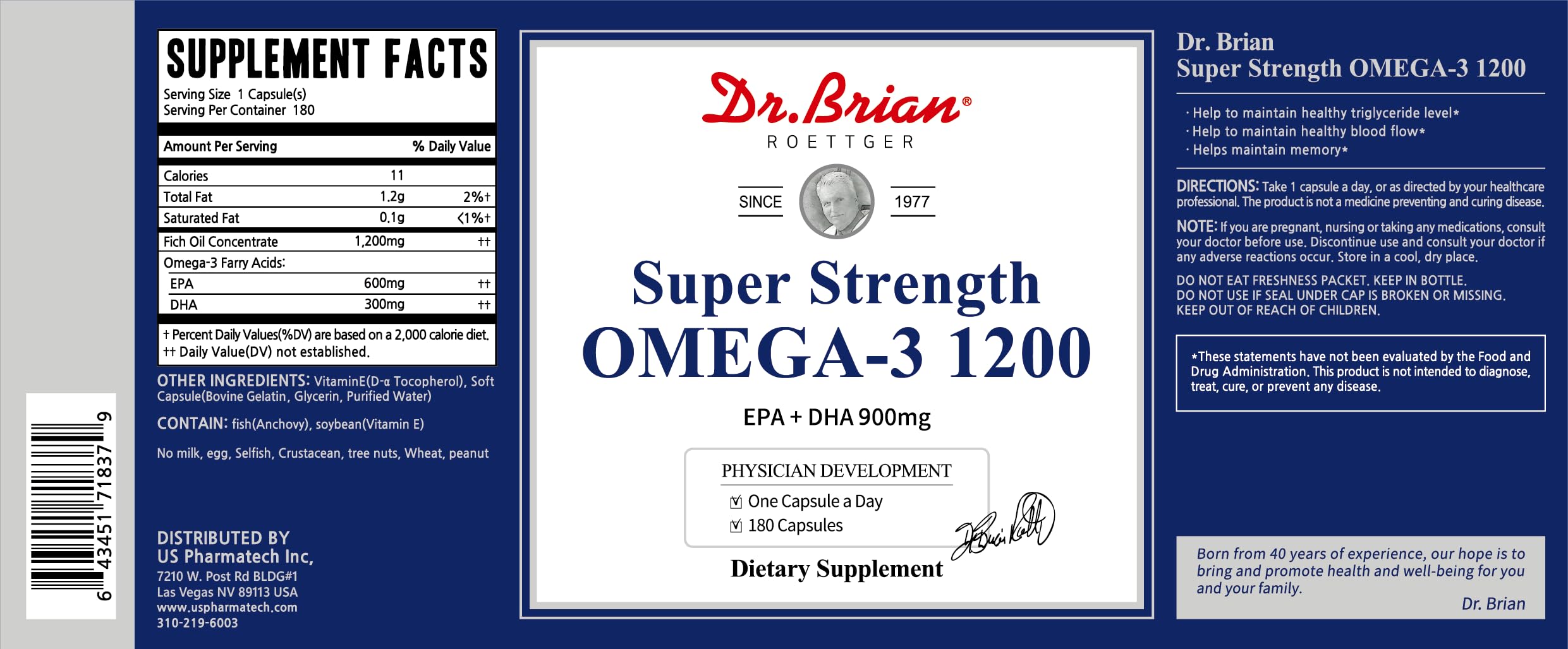 180-day supply packaging of Dr. Brian Omega-3