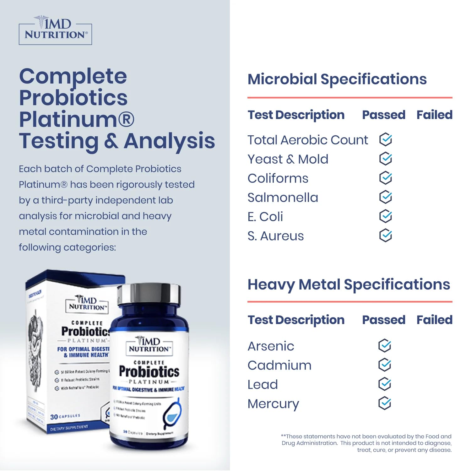 Close-up of 1MD Complete Probiotics Platinum label