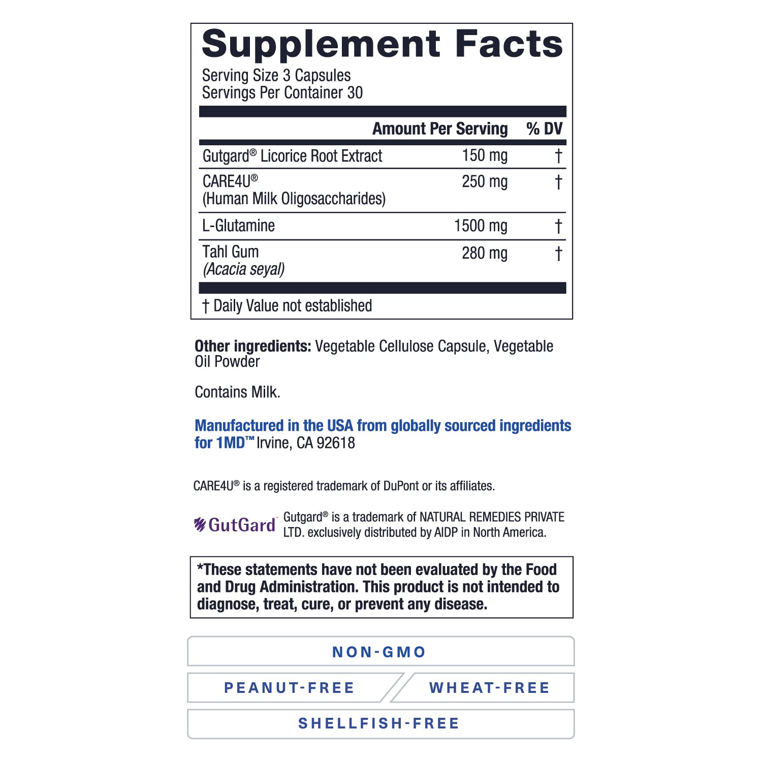 1MD GutMD licorice-root GutGard visual emphasizes gut integrity and balanced digestion.