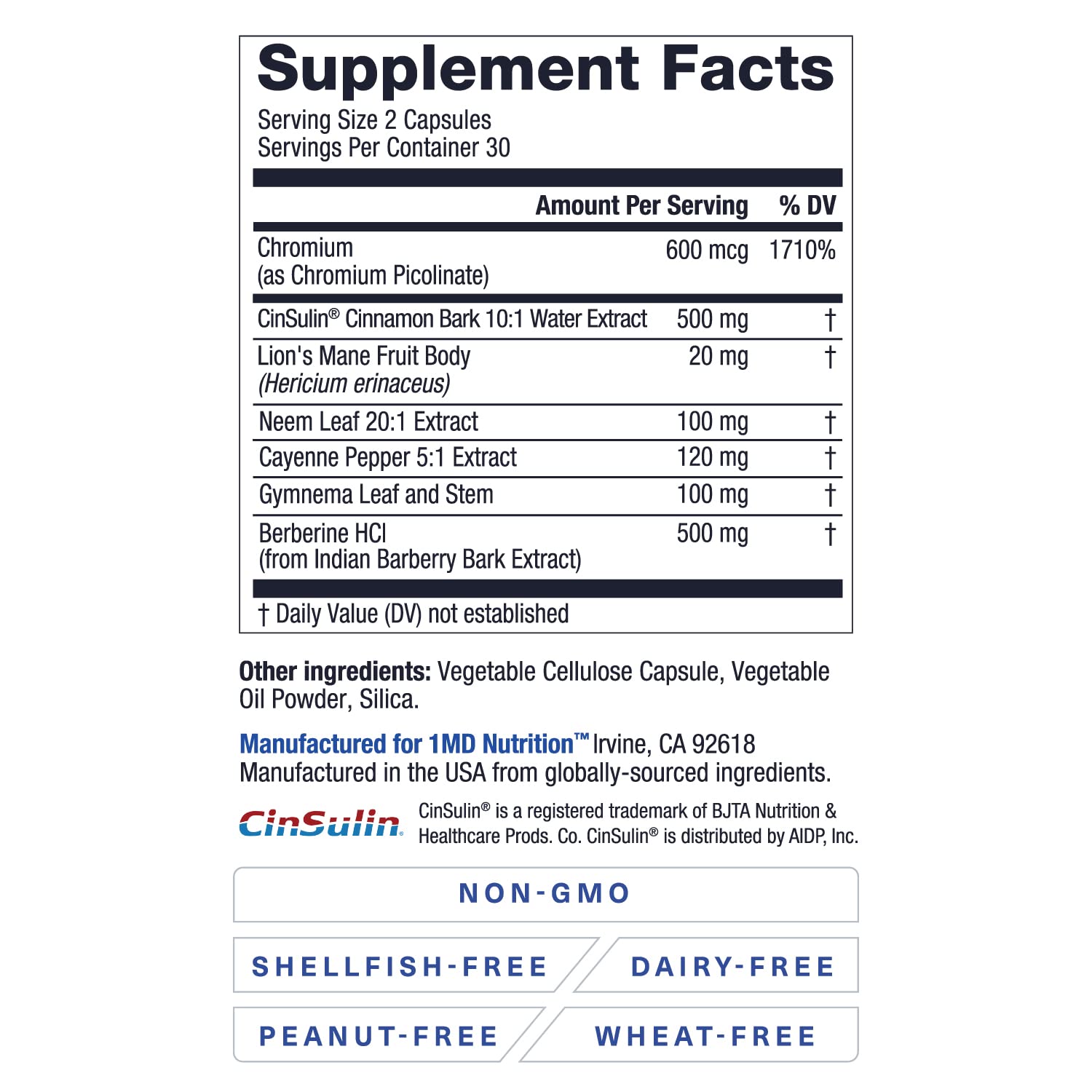 Lion's Mane mushroom in 1MD Nutrition formula