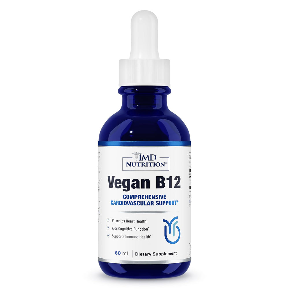 Bottle of 1MD Nutrition Vegan Vitamin B12 5000 mcg methylcobalamin supplement