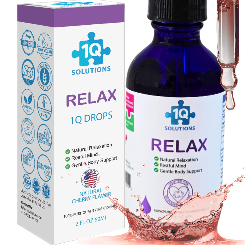 Front view of 1Q Relax bottle