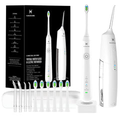 2-in-1 oral clean kit with water flosser and electric toothbrush in white