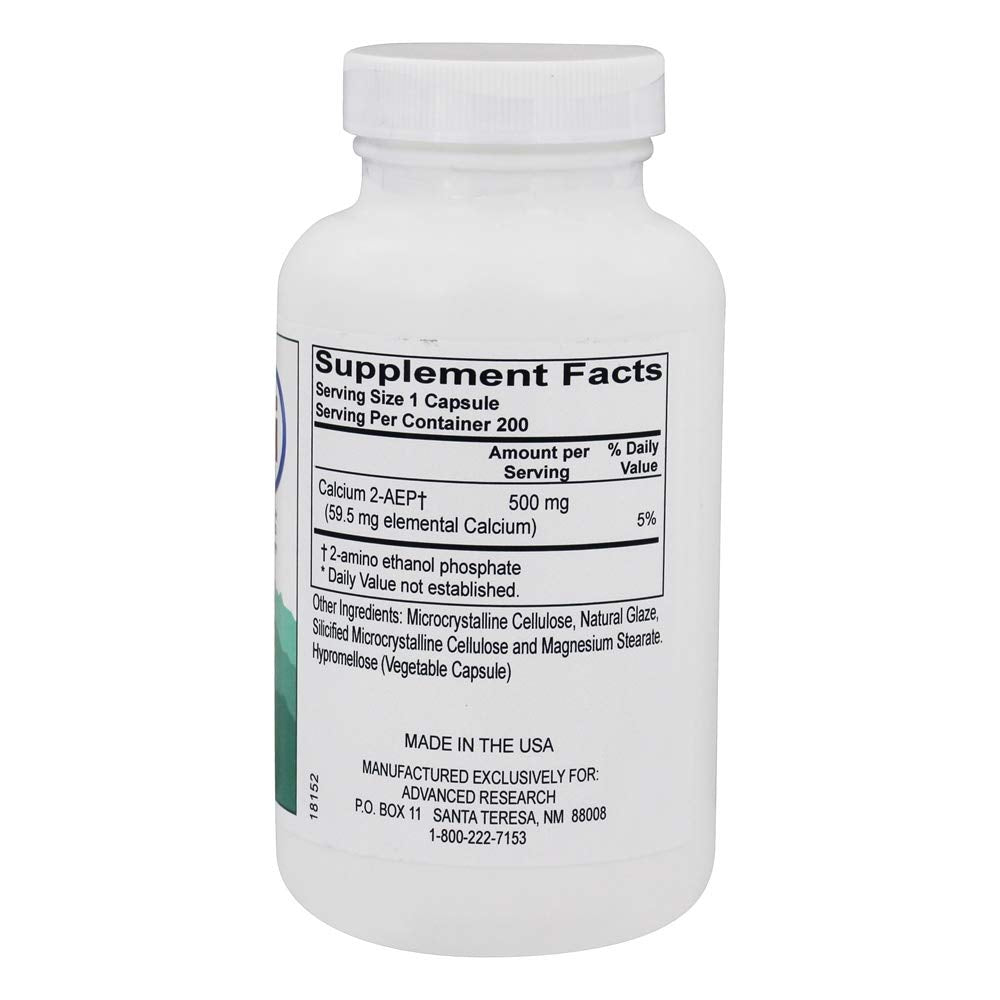 Made in USA text on 2-AEP Calcium packaging