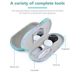 Top-down view of built-in mirror and lens compartments