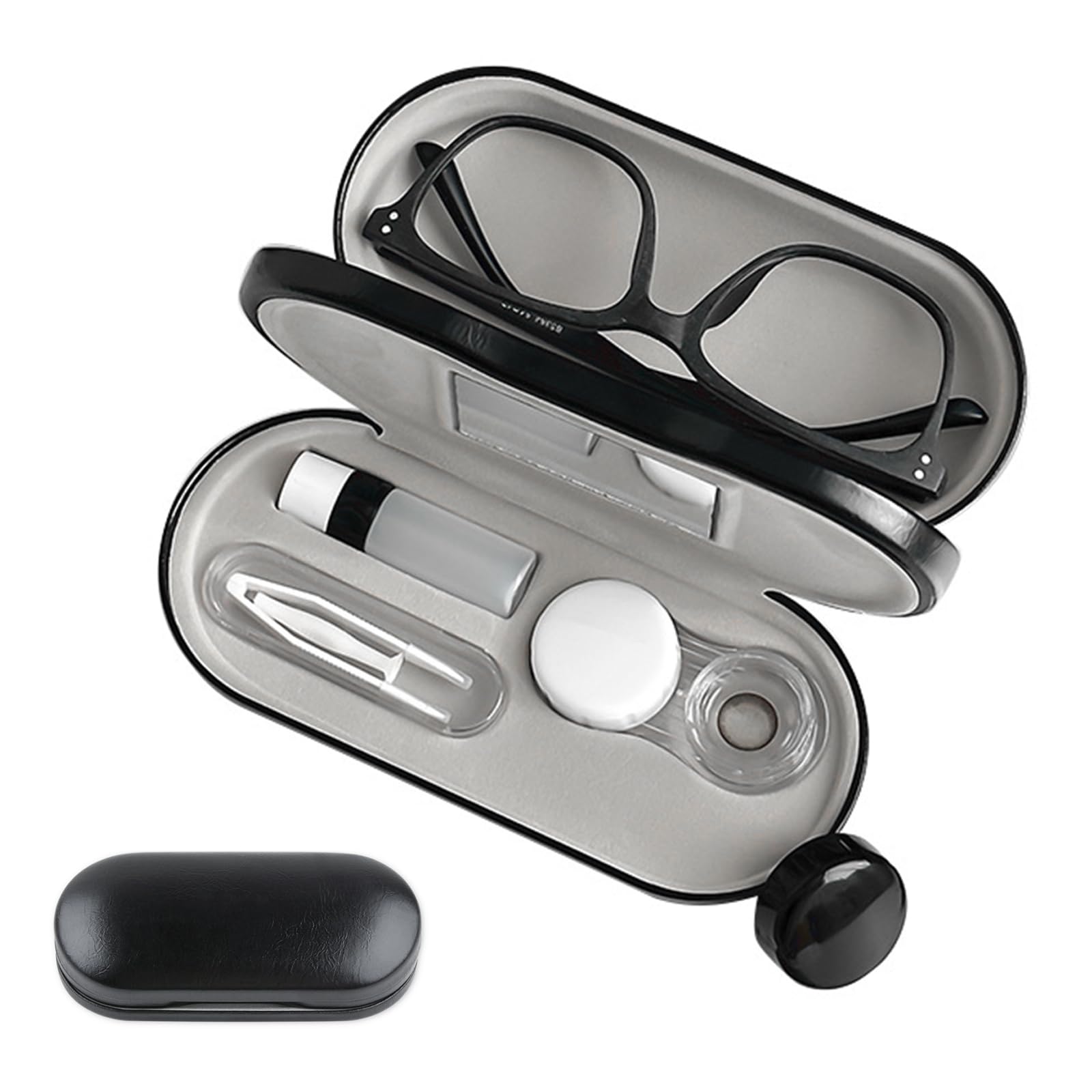 2 in 1 contact lens and glasses case showing double sided design