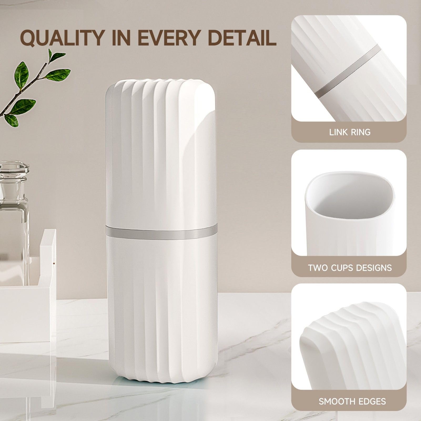 Open view showing space for toothbrush, toothpaste, small towel, and comb