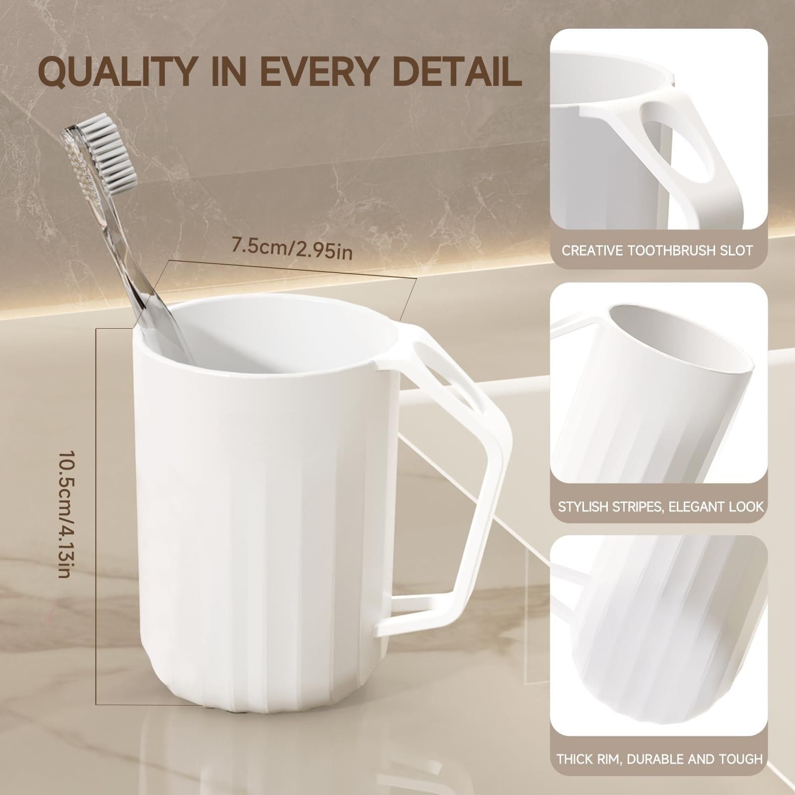 Invertible mouthwash cup drains water quickly and stays dry