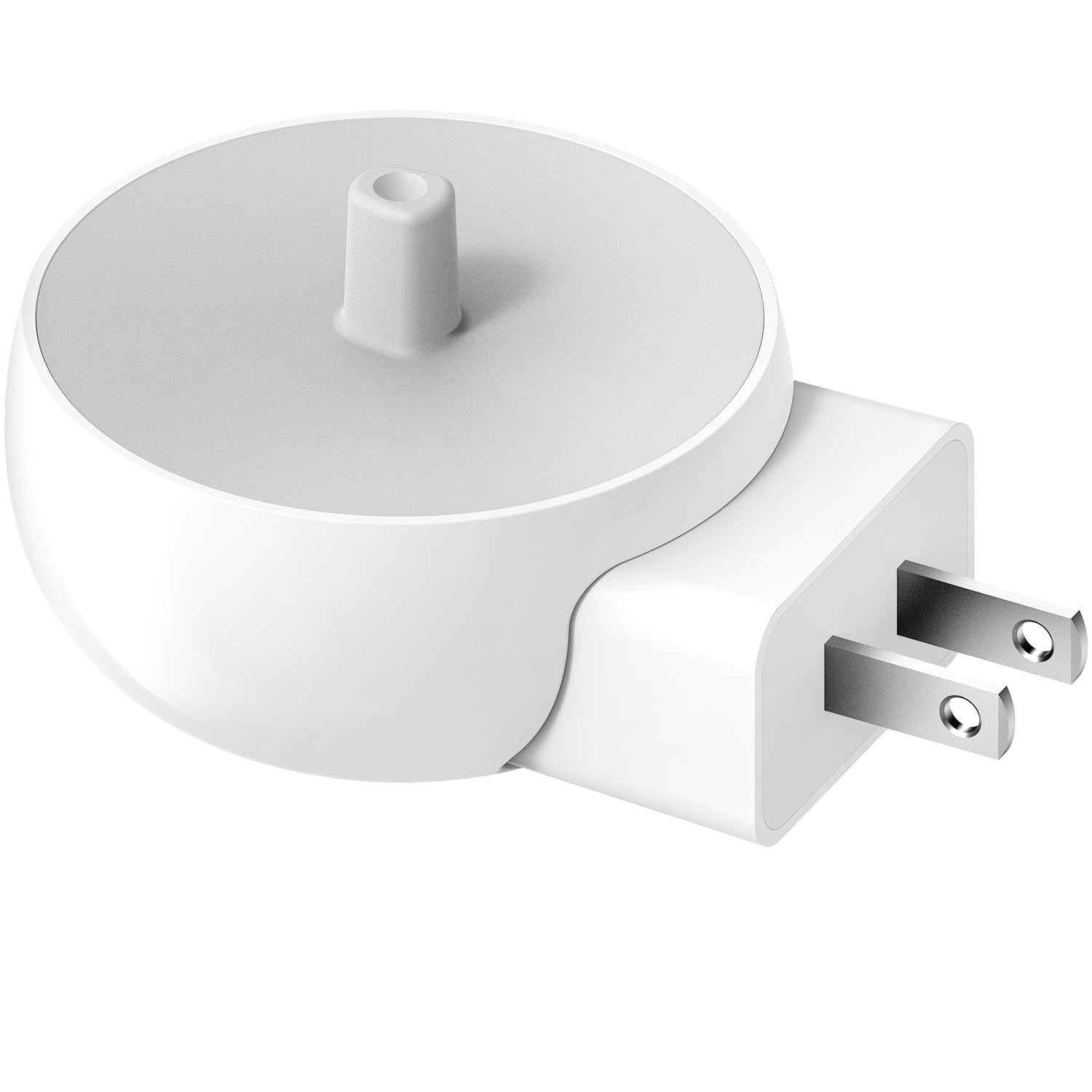 2-in-1 wall charger for Oral-B white finish plugged into a wall socket