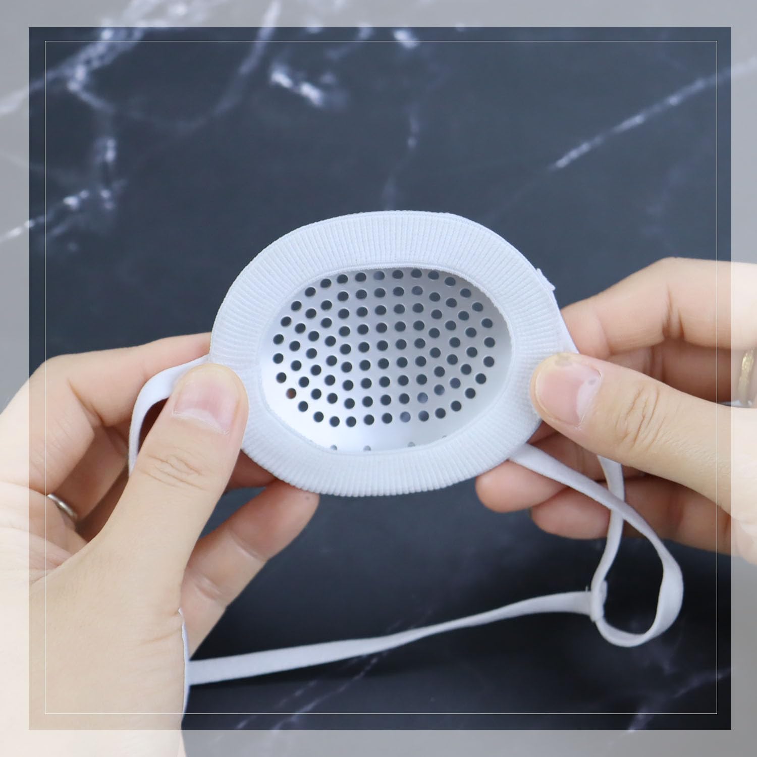 Close-up of ventilation holes on the eye shield