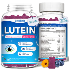 Front of two-pack lutein gummies bottle