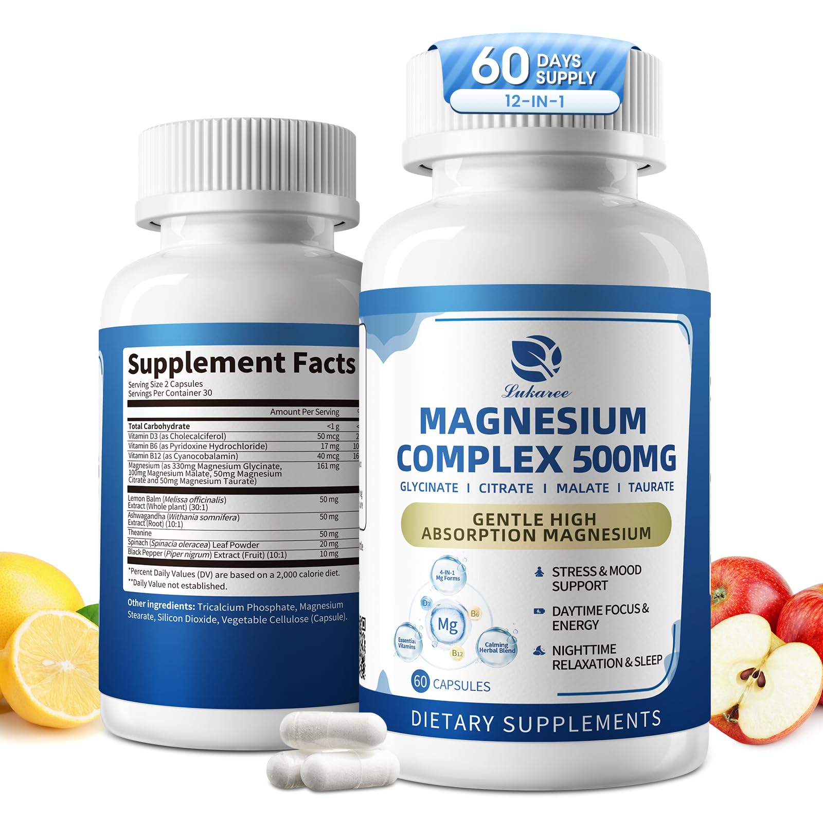 Two bottles of Magnesium Complex supplement for women and men