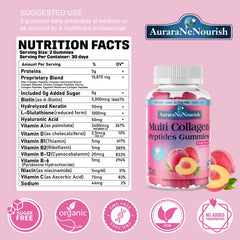 Two bottles of peach-flavored sugar-free collagen gummies