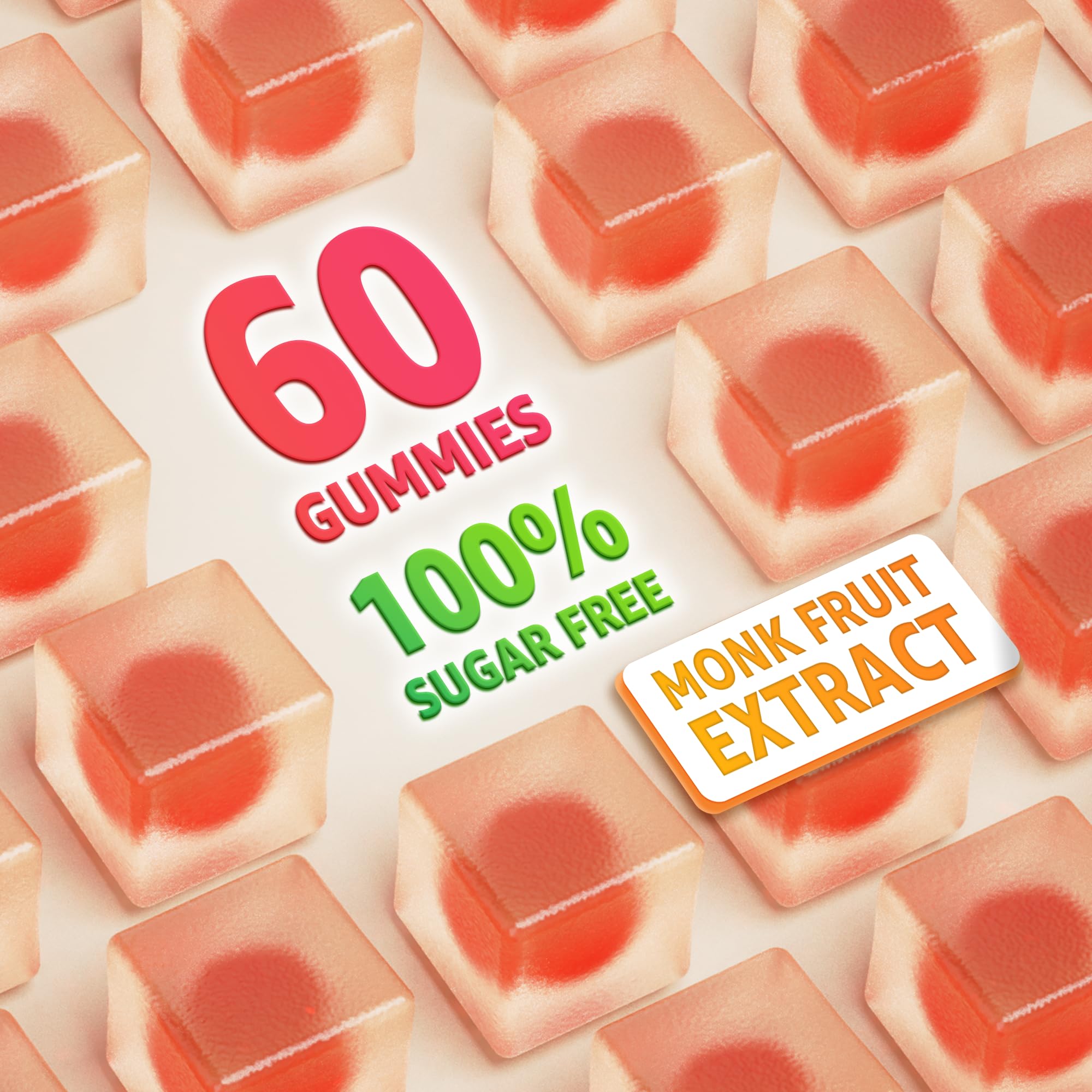 Natural peach-flavored filling inside the gummy