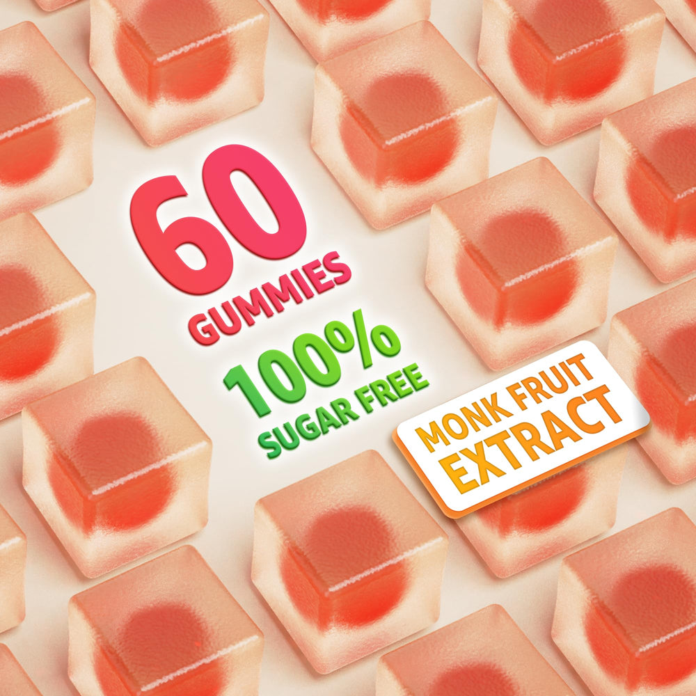 Natural peach-flavored filling inside the gummy