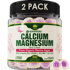 Two-pack plant-based calcium gummies with D3 and K2, vegan