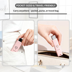 Close-up of one-press compact floss dispenser