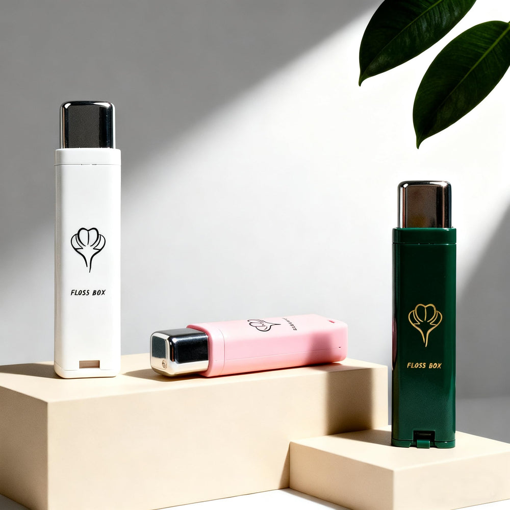 Travel-friendly dental hygiene kit with white & pink dispenser