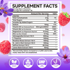 Two-pack saffron gummies raspberry flavor bottle close-up 1