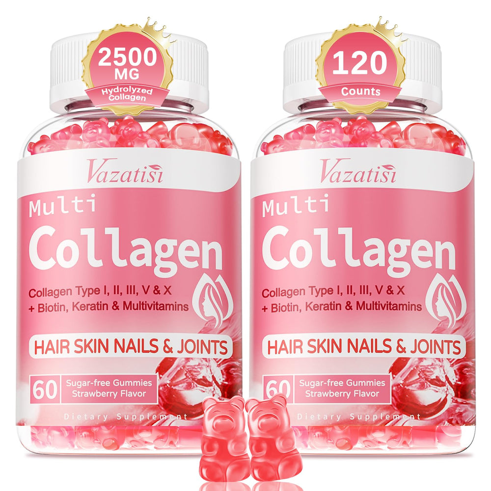 2-pack sugar-free strawberry collagen gummies 120 count label