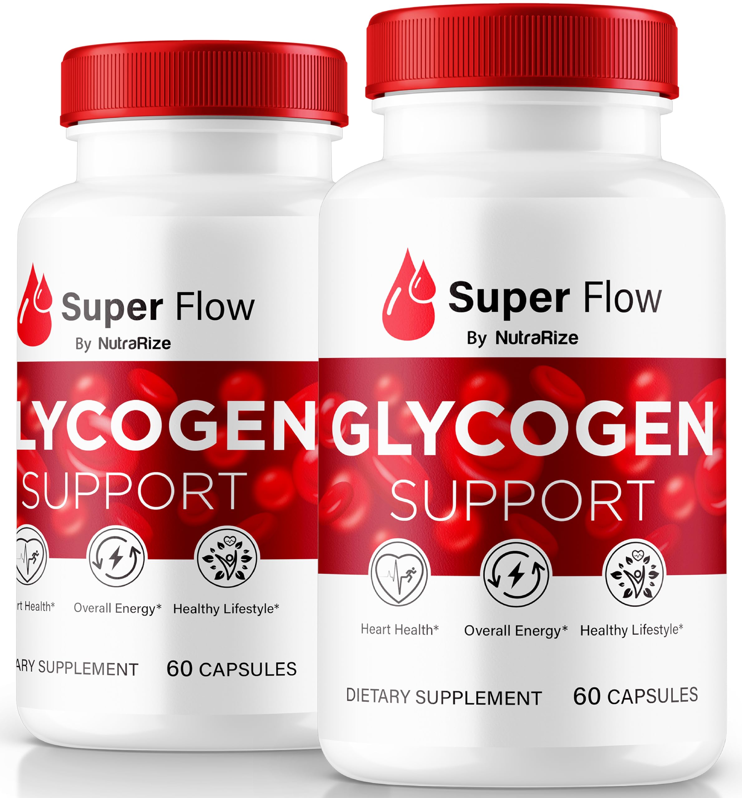 Two-pack packaging of Super Flow Glycogen with Glycogen Support Capsules