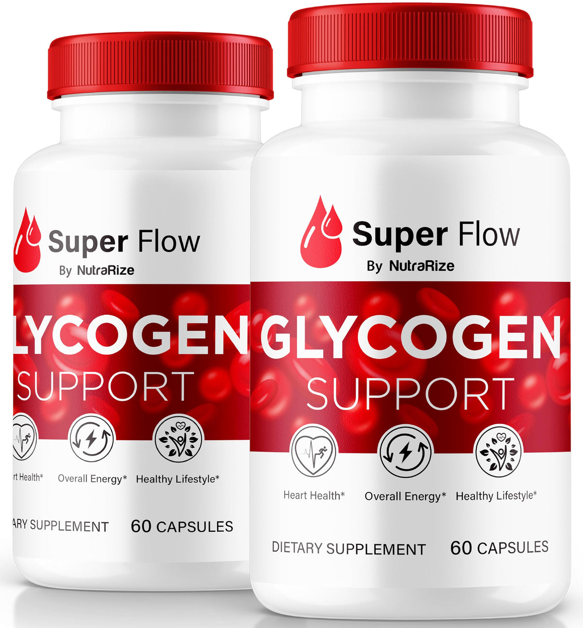 Two-pack packaging of Super Flow Glycogen with Glycogen Support Capsules