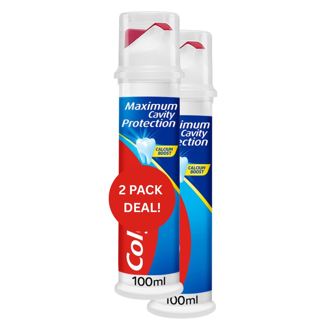 Two-pack toothpaste with 100ml pump dispenser, Fresh Mint flavor for daily oral care.