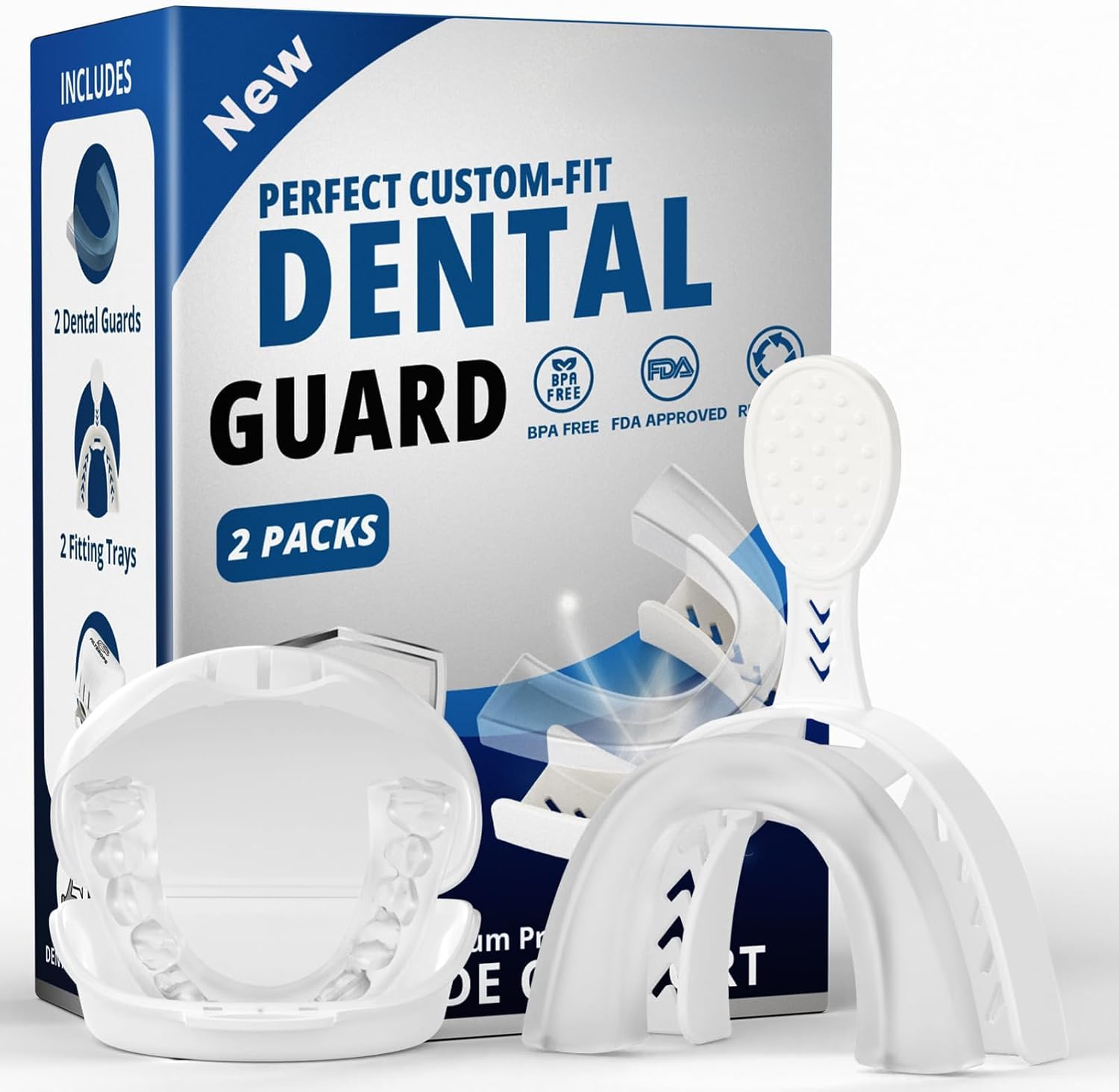 Two-pack upgraded night guards for teeth grinding