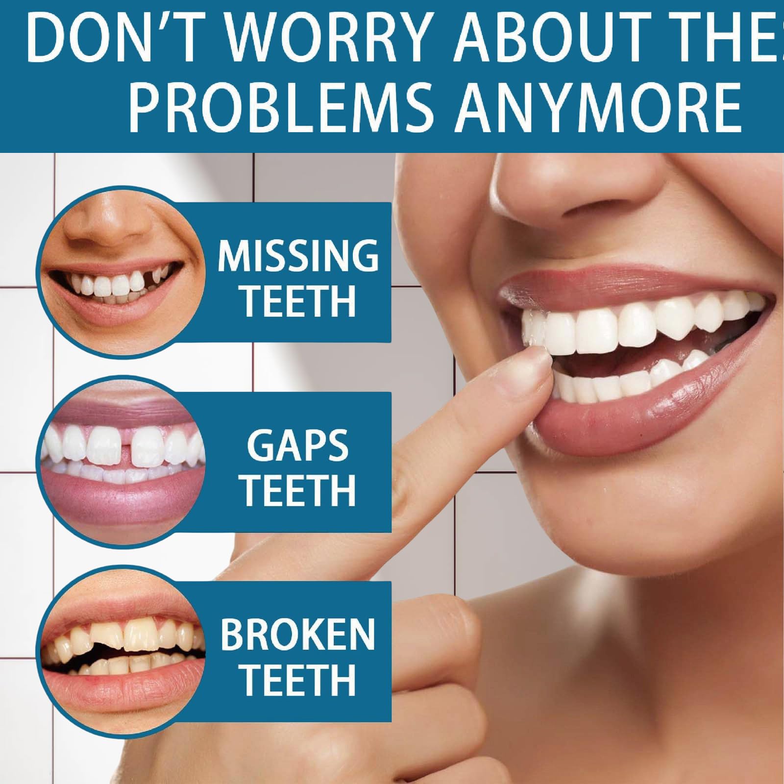 Side view of the silicone denture set for upper and lower arches