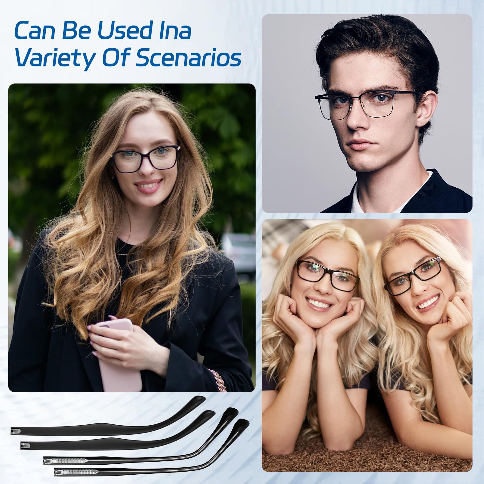 Eyewear with replacement temple showing seamless fit