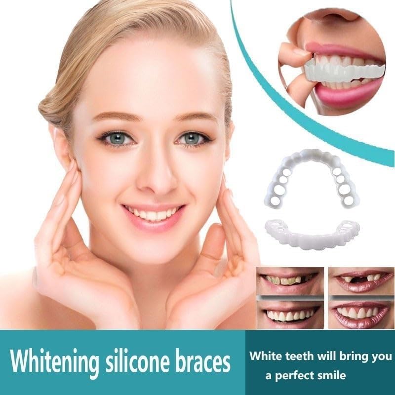 Natural-looking smile on wearer with red temporary solutions