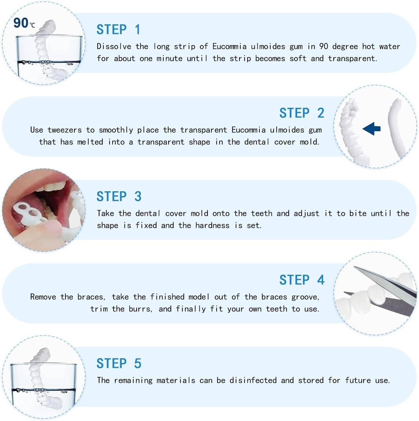 All-in-one white temporary smile kit with top and bottom pieces