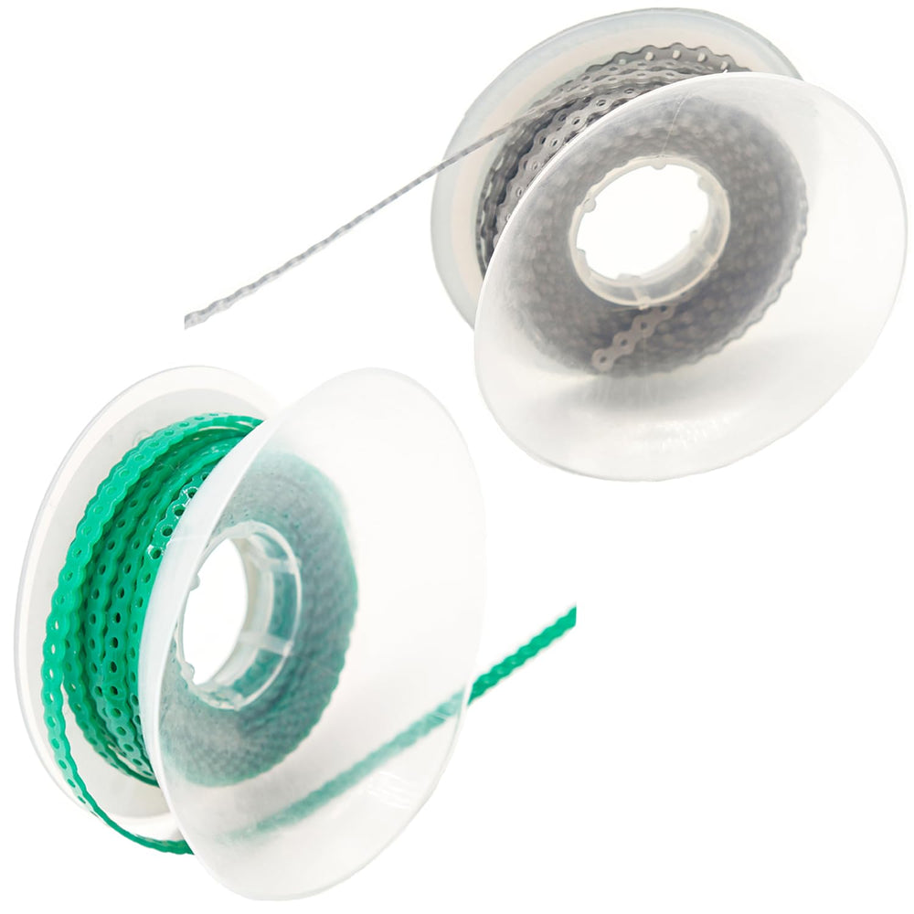 Two Pcs Orthodontic Elastic Chains in Green and Light Gray (Short) for Braces