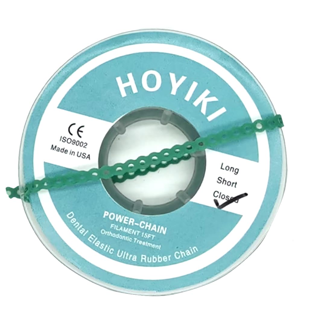 Close-up of Elastic Power Chains in Green and Light Gray