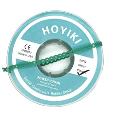 Close-up of Elastic Power Chains in Green and Light Gray