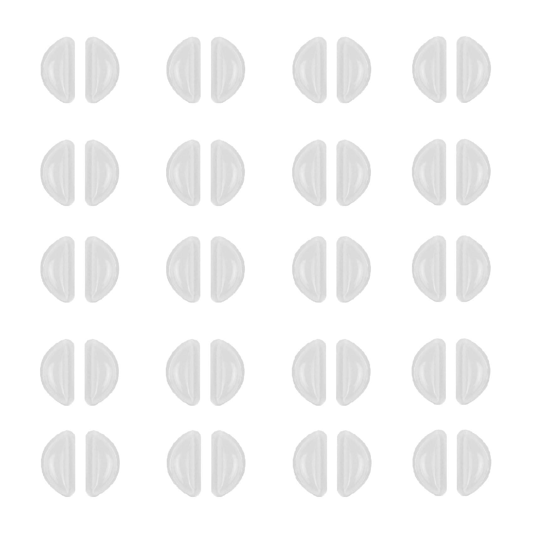 Set of 20 pairs of clear adhesive silicone eyeglass nose pads