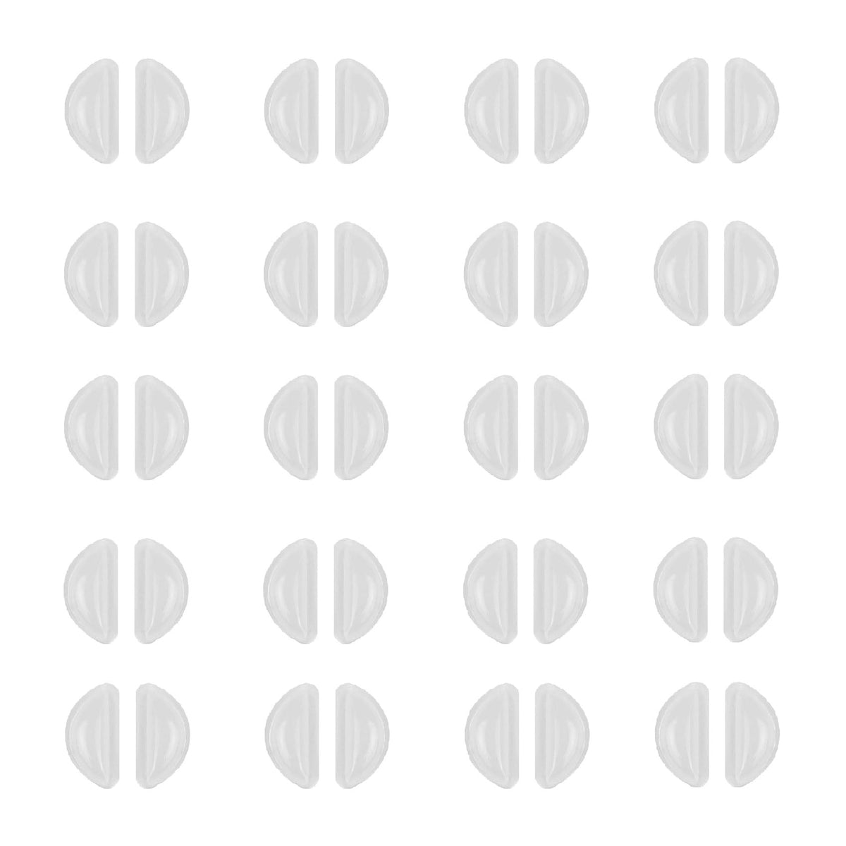 Set of 20 pairs of clear adhesive silicone eyeglass nose pads