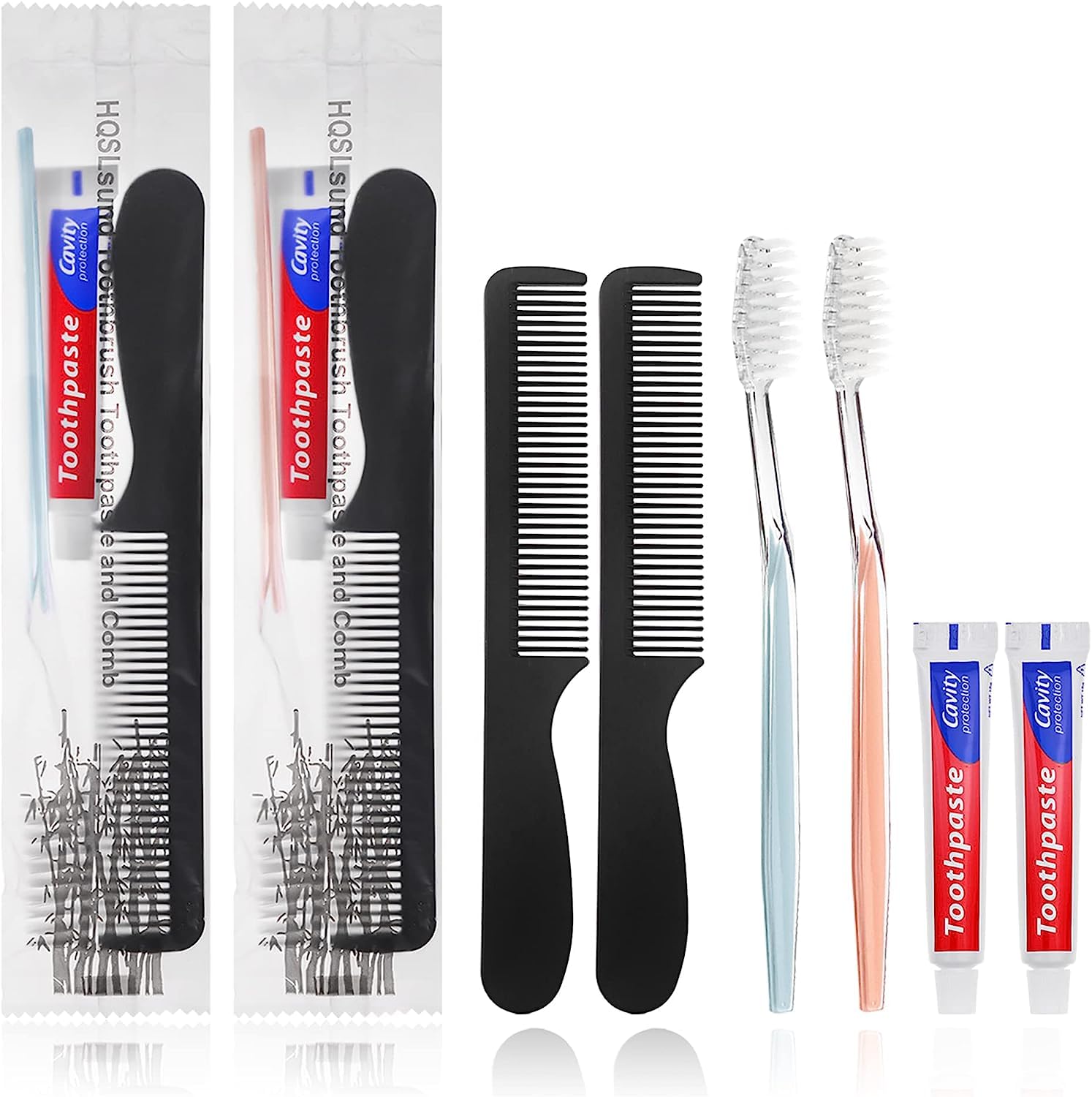 200-pack disposable toothbrushes with toothpaste and 7-inch black combs