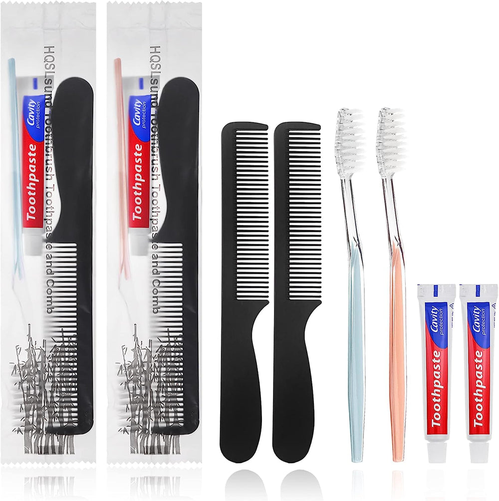 200-pack disposable toothbrushes with toothpaste and 7-inch black combs