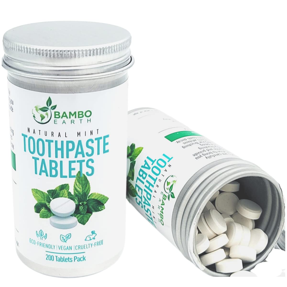 200 pack natural toothpaste tablets with mint and charcoal